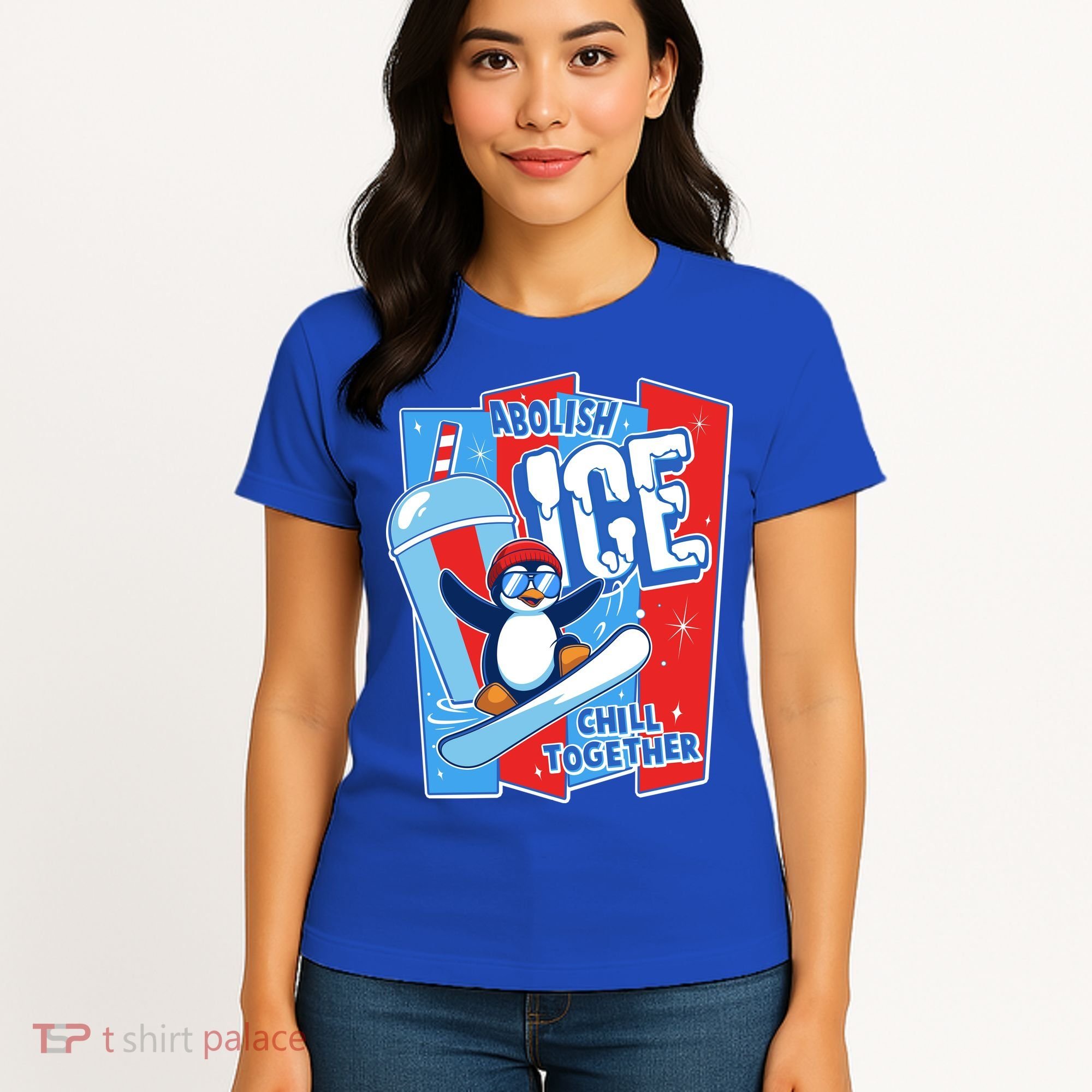 Anti ICE Abolish ICE Chill Together Penguin Women's T-Shirt