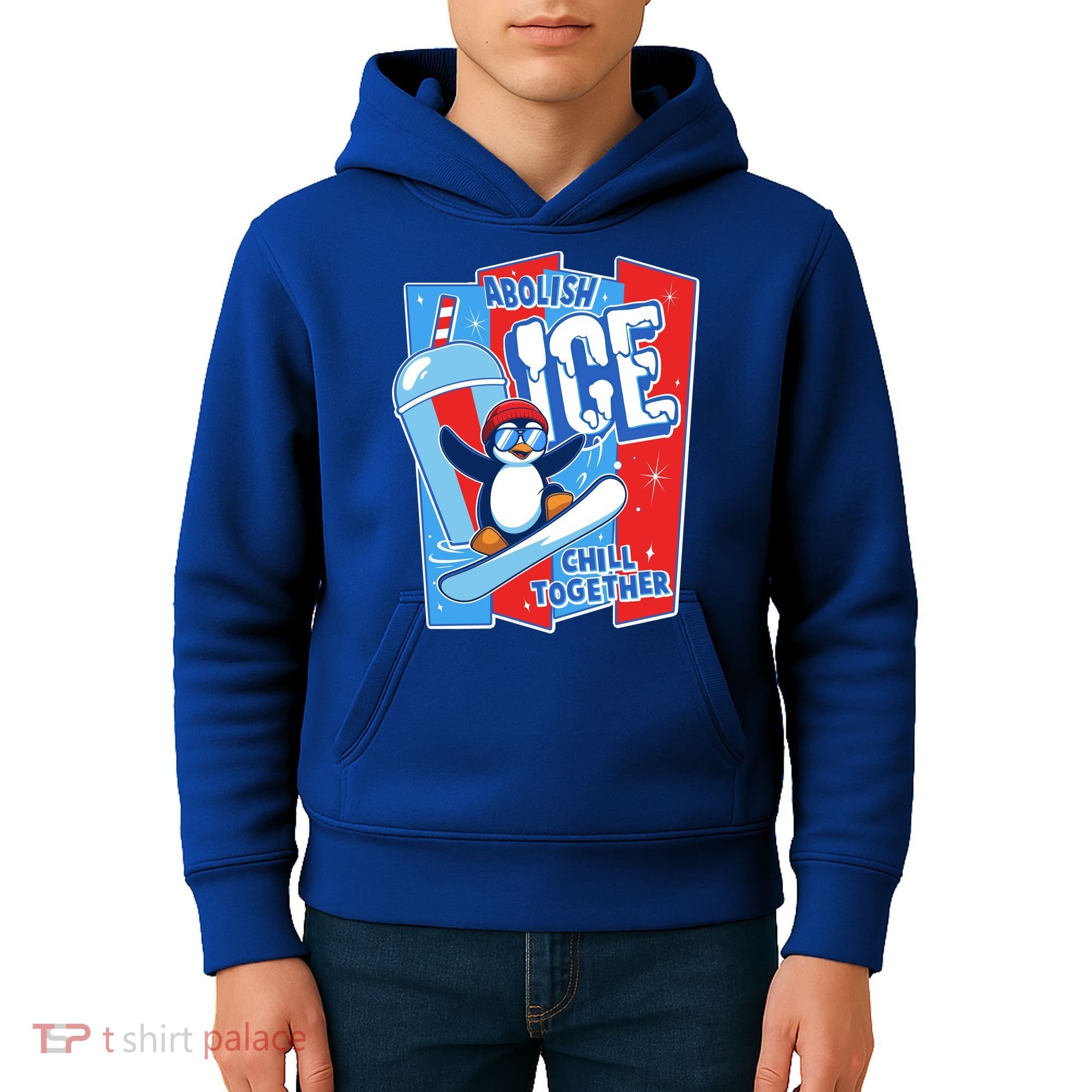 Anti ICE Abolish ICE Chill Together Penguin Kids Hoodie