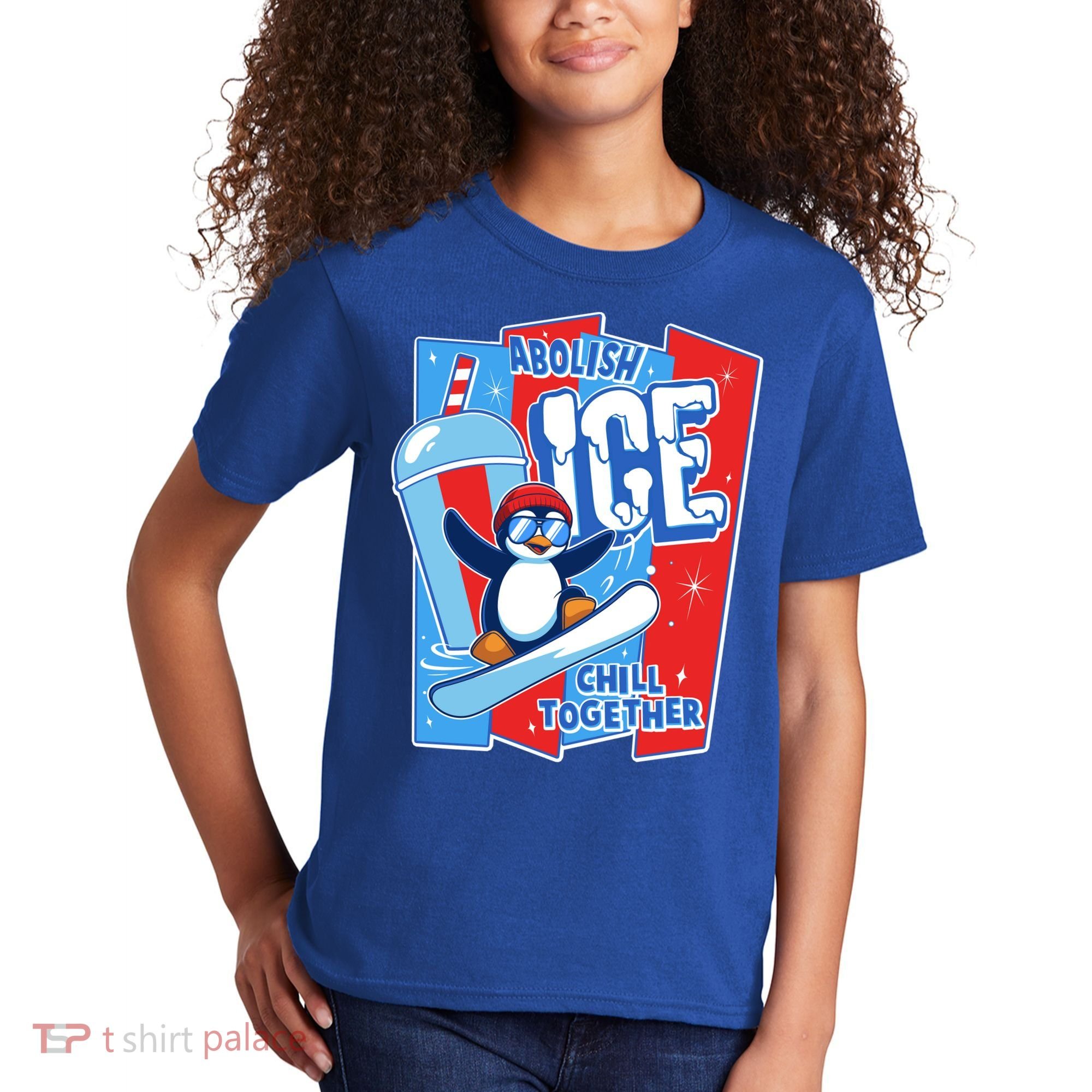 Anti ICE Abolish ICE Chill Together Penguin Kids T-Shirt