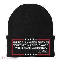 America Is A Nation That Can Be Defined In A Single Word Funny Joe Biden Quote Beanie thumb 0