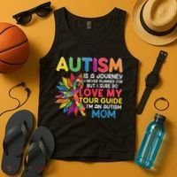 Autism Is A Journey I Never Planned Love My Guide Mom Tank Top thumb 4