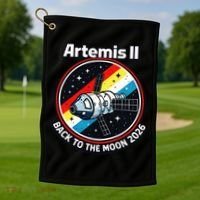 Artemis II Back To The Moon 2026 Golf Towel thumb 1