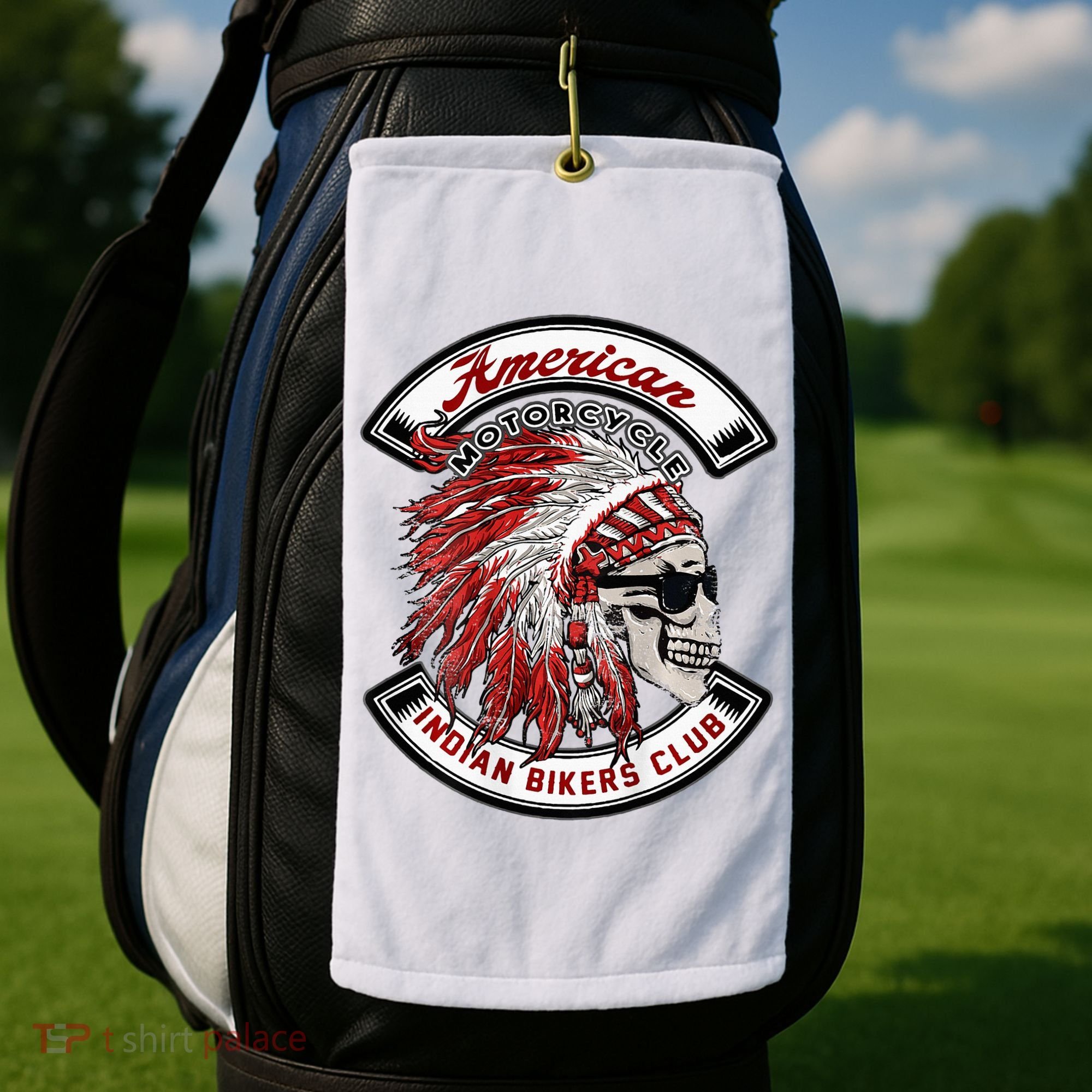 American Indian Bikers Club Motorcycle Biker Bike Golf Towel