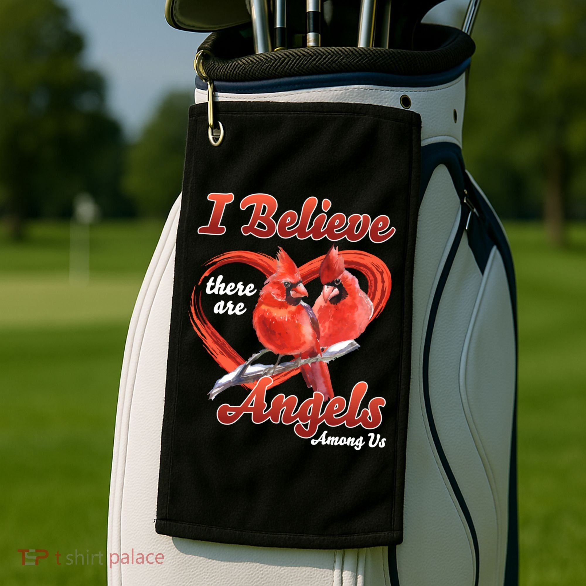 Awesome I Believe There Are Angels Among Us Cardinal Birds Gift Golf Towel