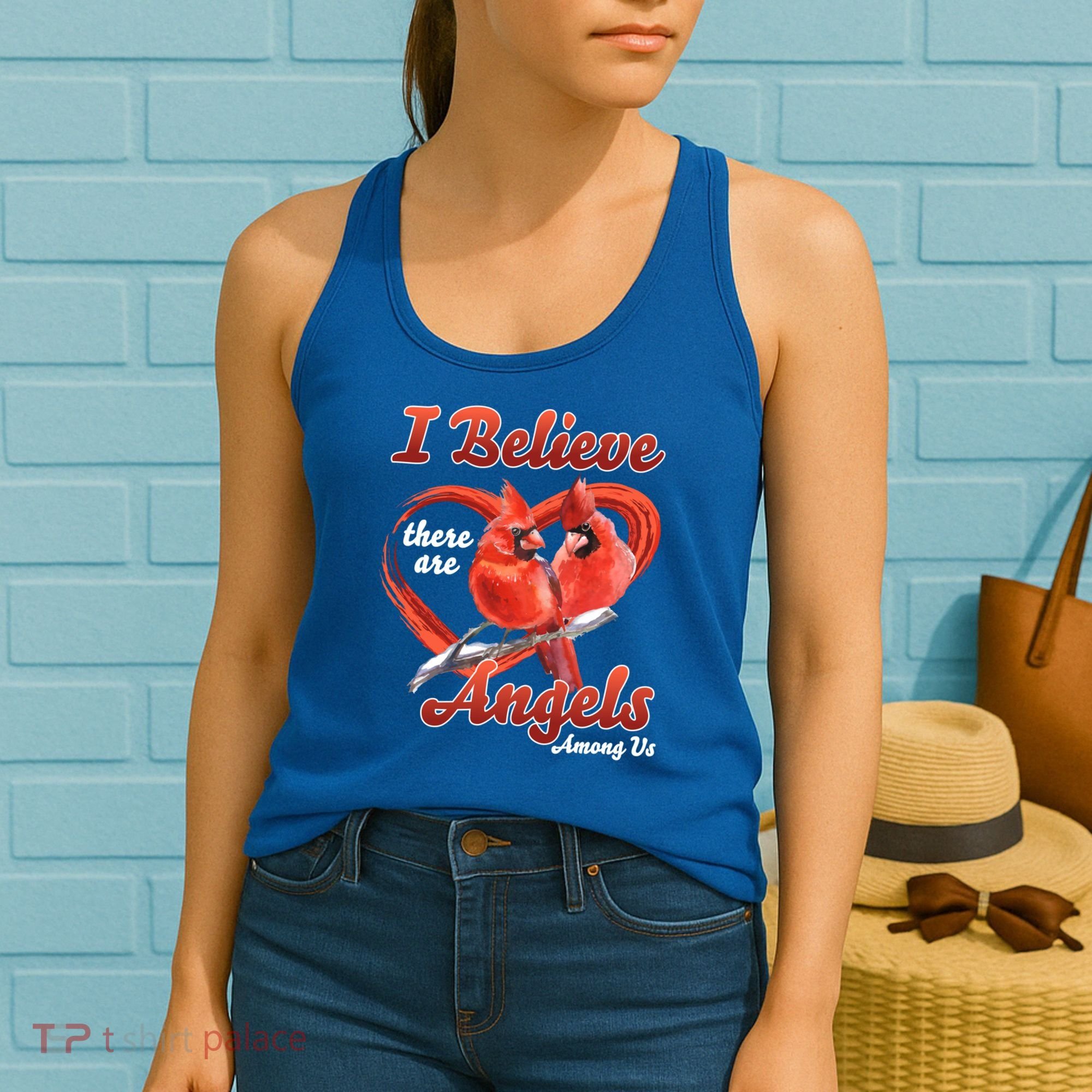 Awesome I Believe There Are Angels Among Us Cardinal Birds Gift Women's Tank Top