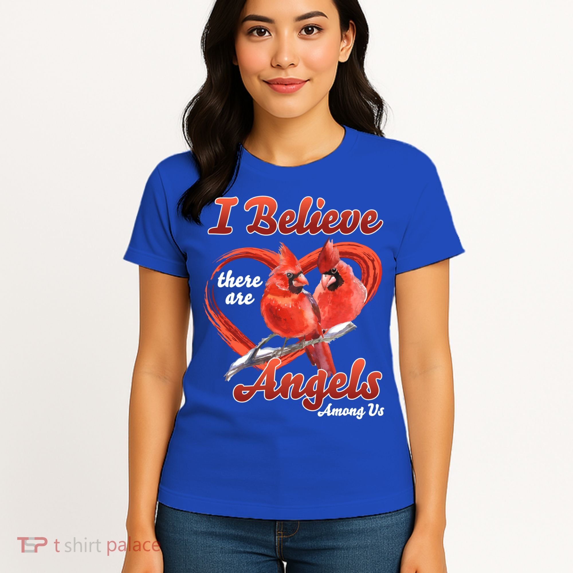 Awesome I Believe There Are Angels Among Us Cardinal Birds Gift Women's T-Shirt