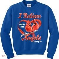 Awesome I Believe There Are Angels Among Us Cardinal Birds Gift Kids Sweatshirt thumb 0