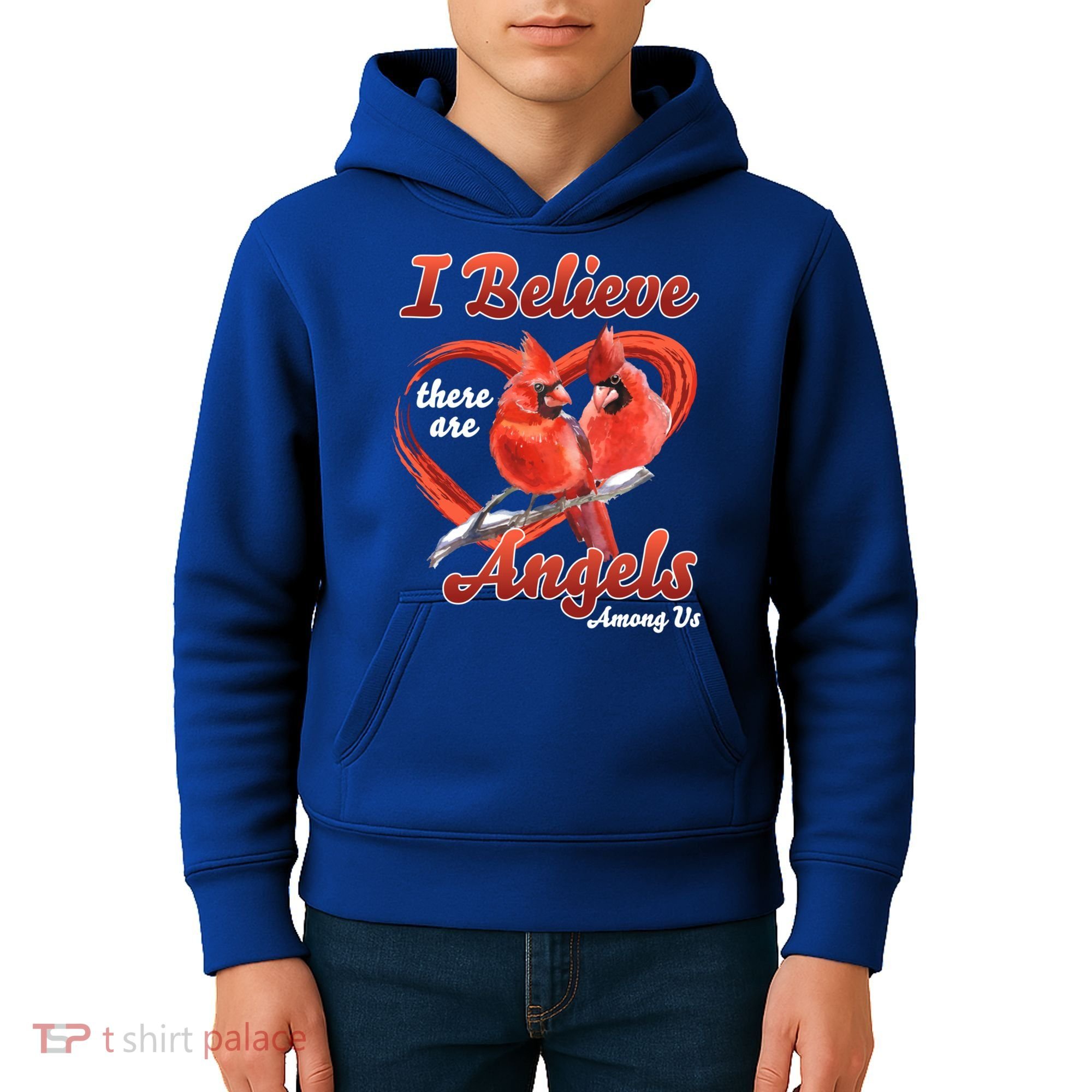 Awesome I Believe There Are Angels Among Us Cardinal Birds Gift Kids Hoodie