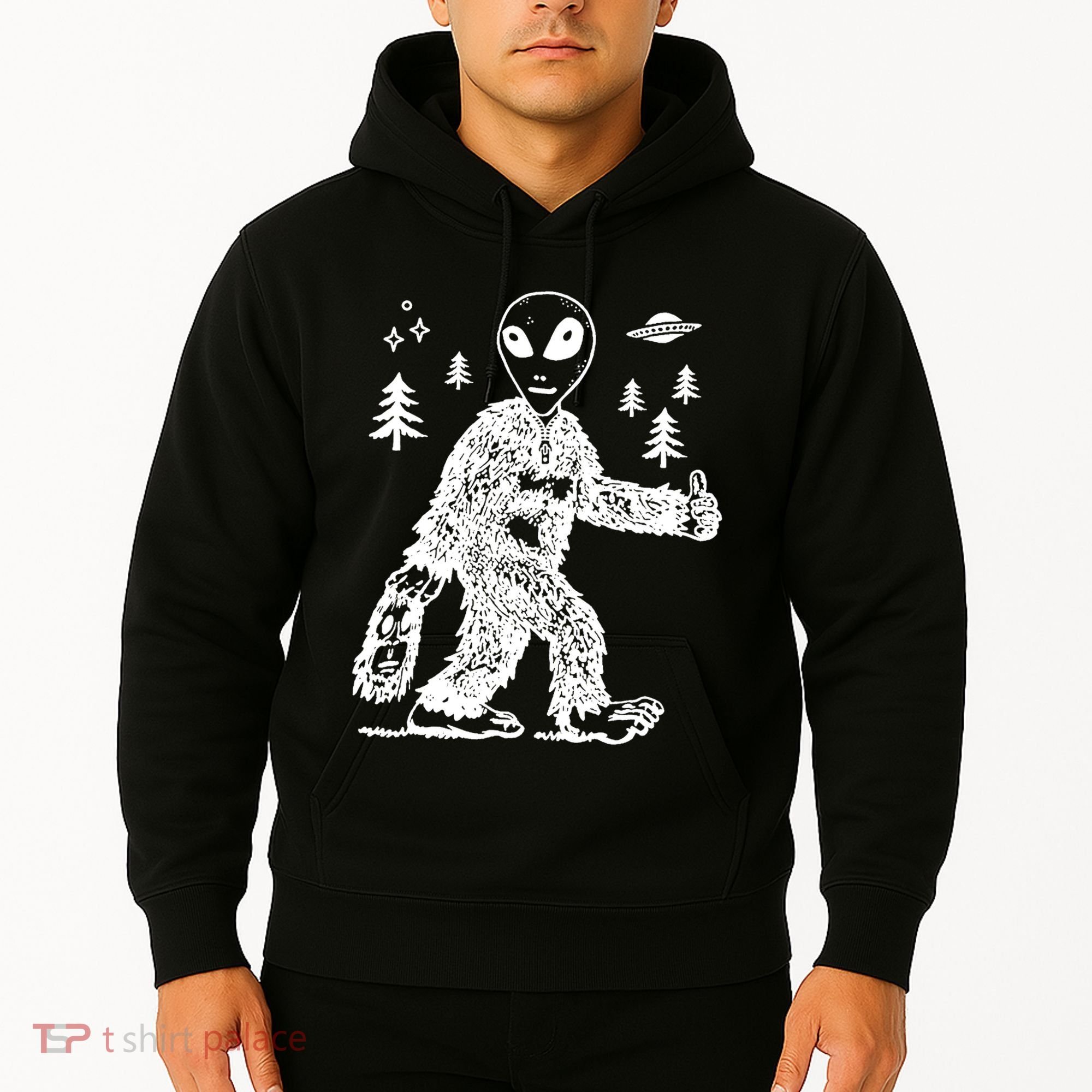 Alien In Bigfoot Costume Hoodie