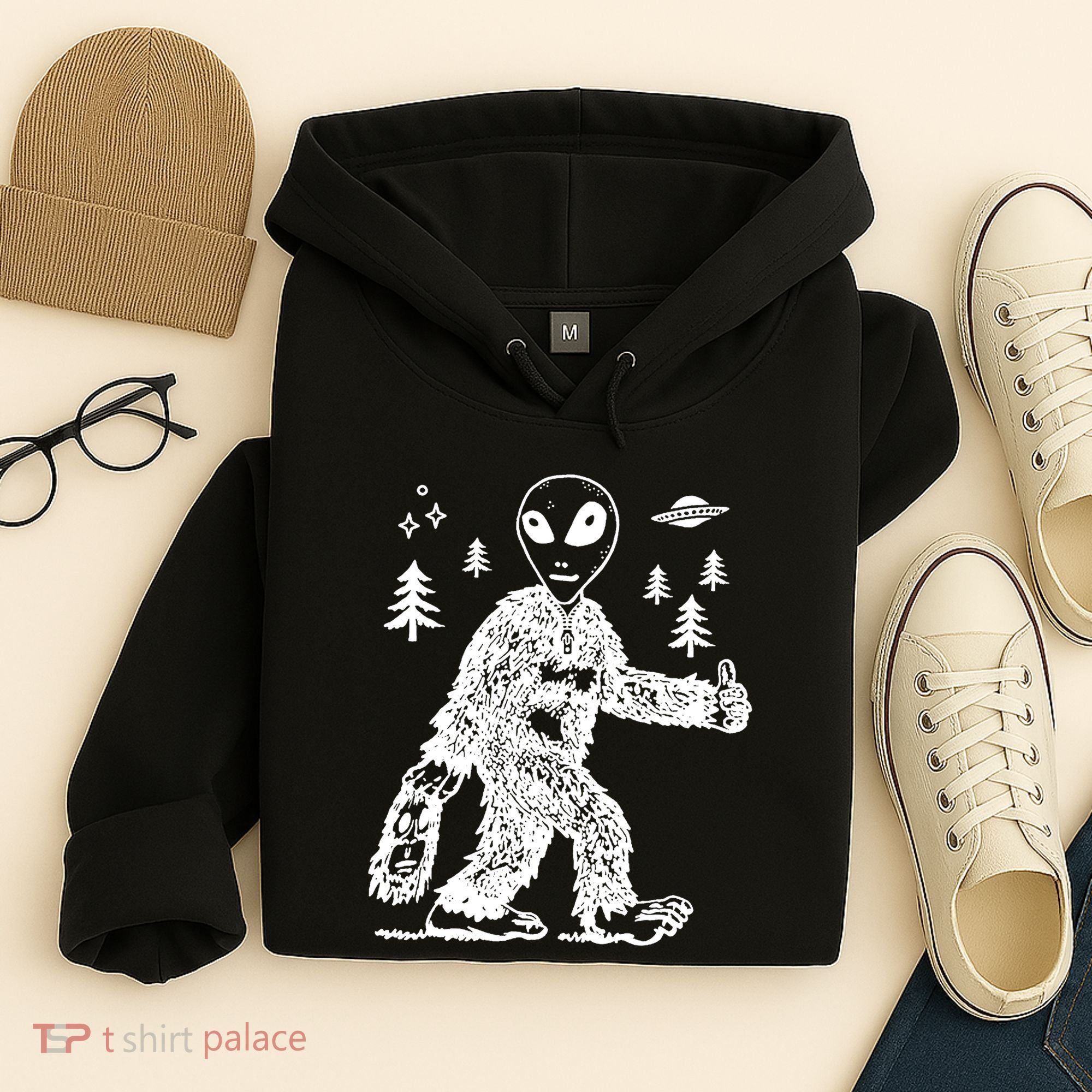 Alien In Bigfoot Costume Hoodie