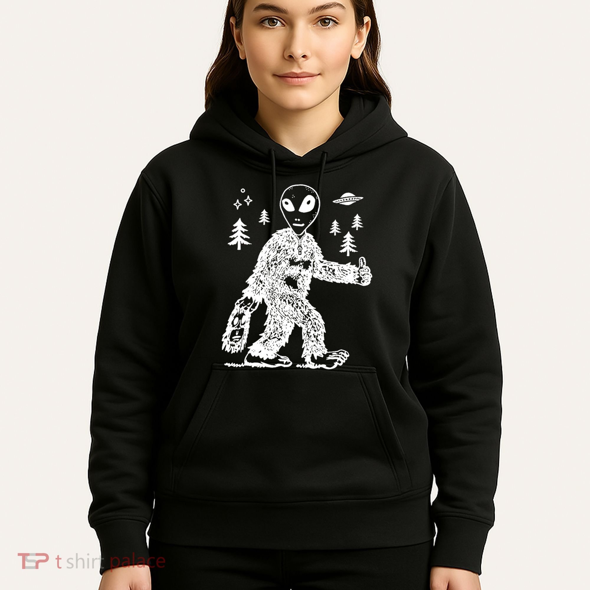 Alien In Bigfoot Costume Hoodie