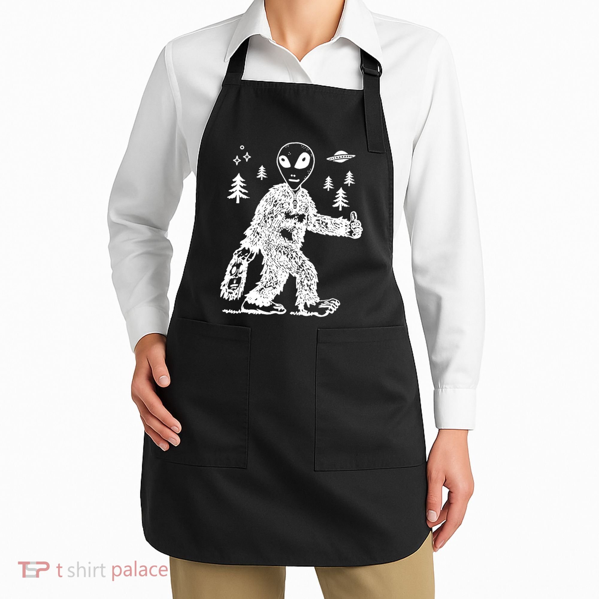 Alien In Bigfoot Costume Apron