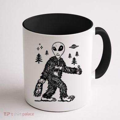 Alien In Bigfoot Costume Coffee Mug back