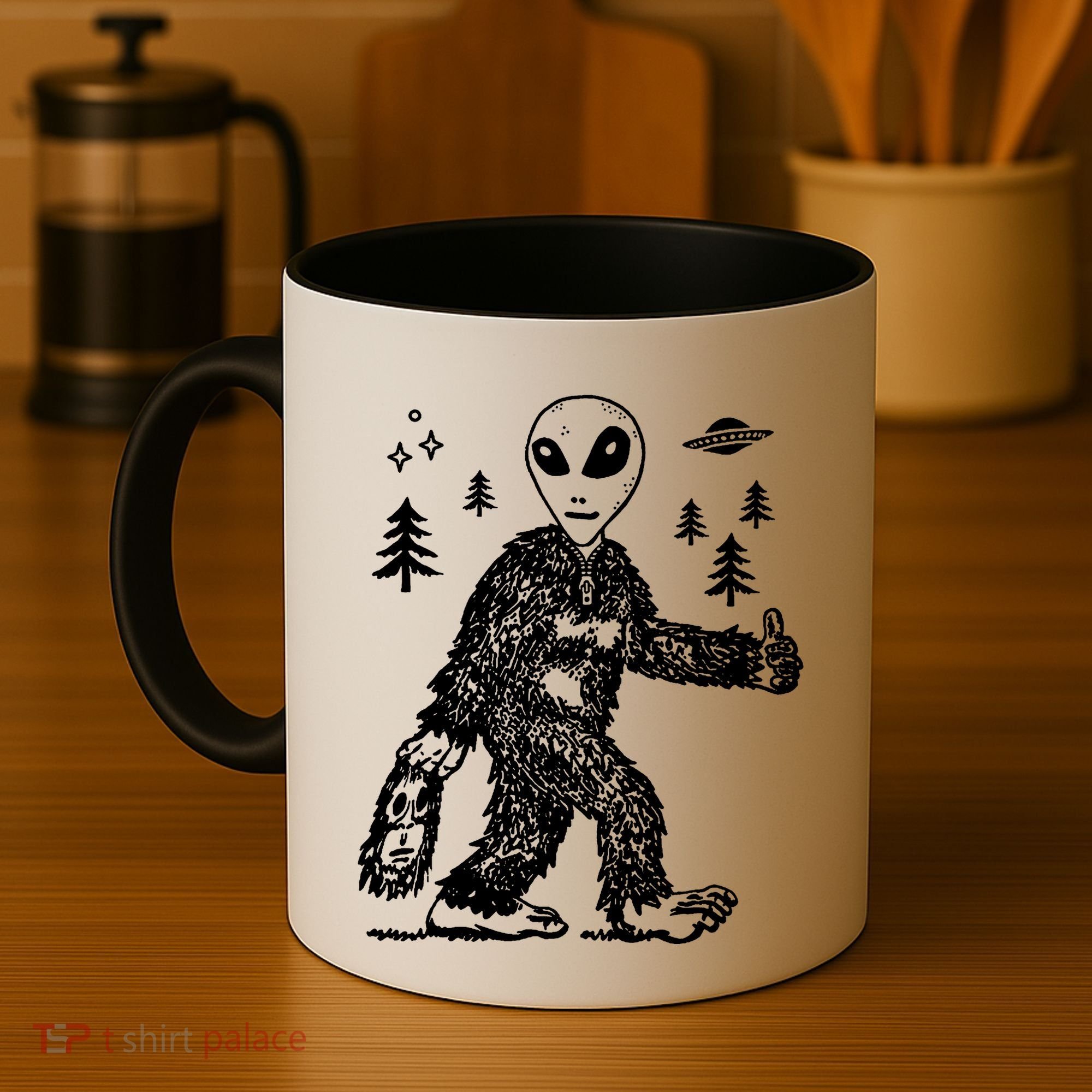 Alien In Bigfoot Costume Coffee Mug