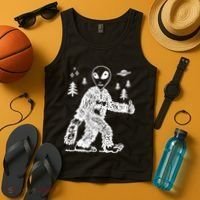 Alien In Bigfoot Costume Tank Top thumb 4