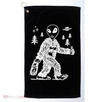 Alien In Bigfoot Costume Golf Towel thumb 0