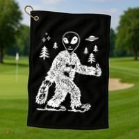 Alien In Bigfoot Costume Golf Towel thumb 1