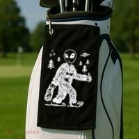 Alien In Bigfoot Costume Golf Towel thumb 2