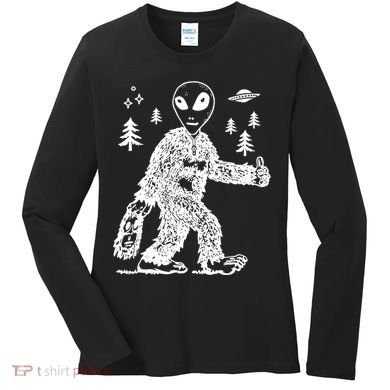 Alien In Bigfoot Costume Women's Long Sleeve Shirt