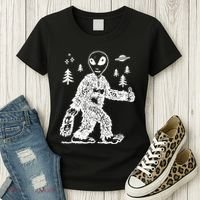 Alien In Bigfoot Costume Women's T-Shirt thumb 3