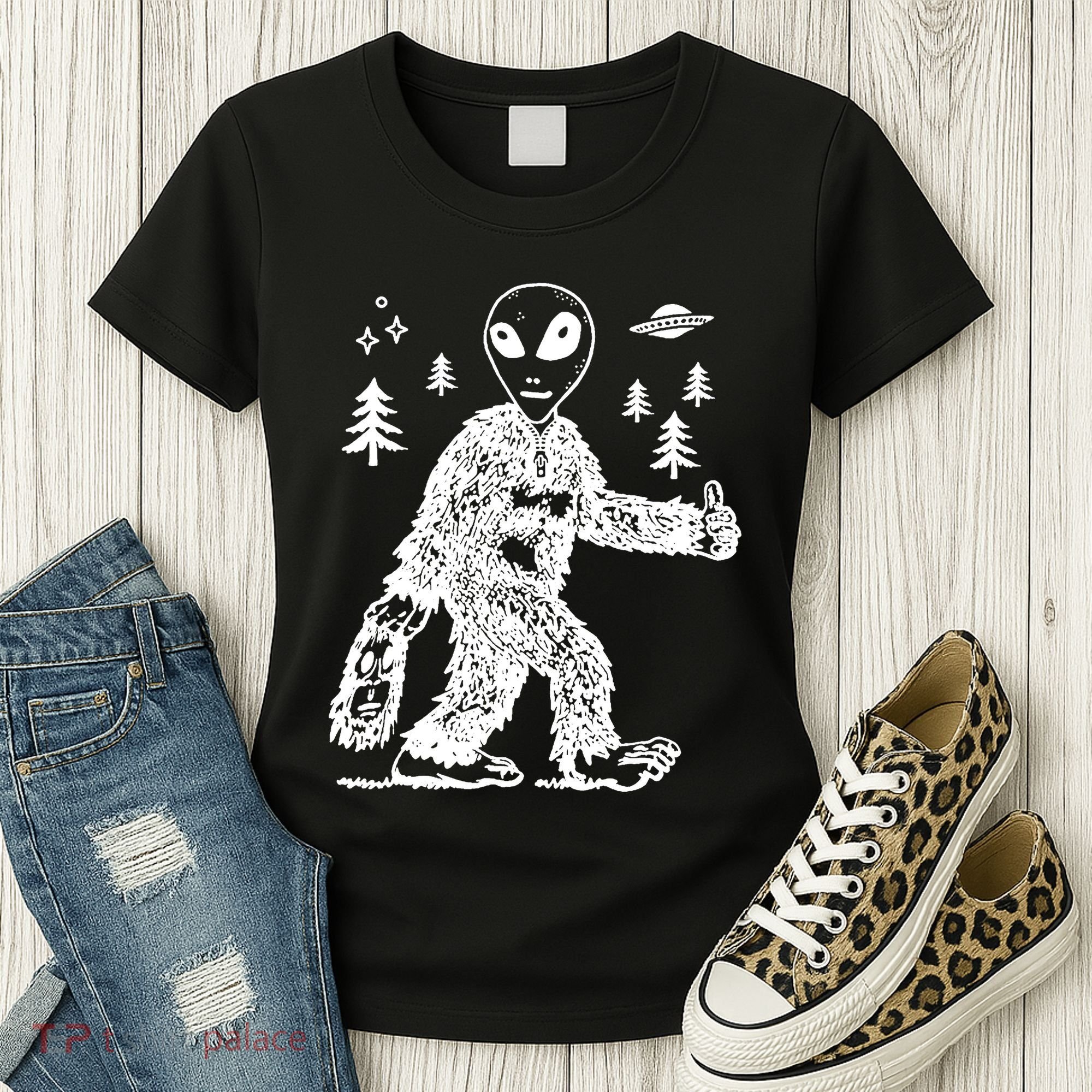 Alien In Bigfoot Costume Women's T-Shirt