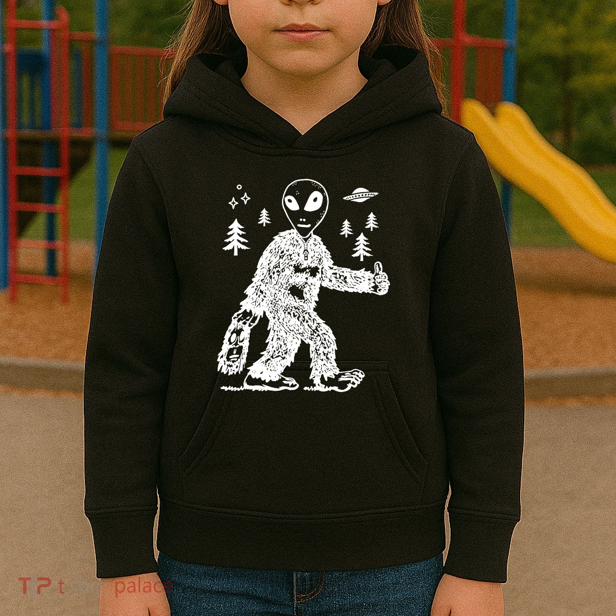 Alien In Bigfoot Costume Kids Hoodie