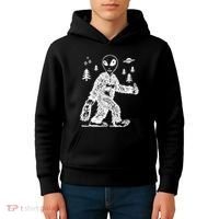Alien In Bigfoot Costume Kids Hoodie thumb 4