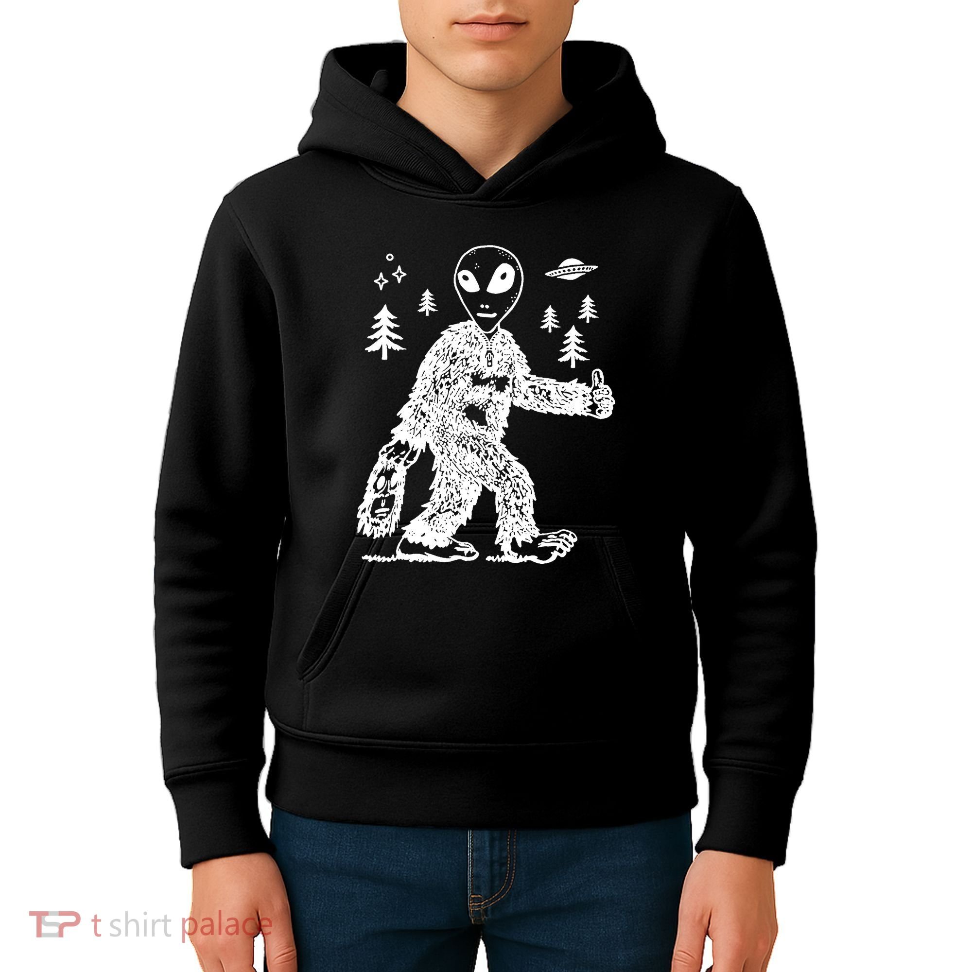Alien In Bigfoot Costume Kids Hoodie
