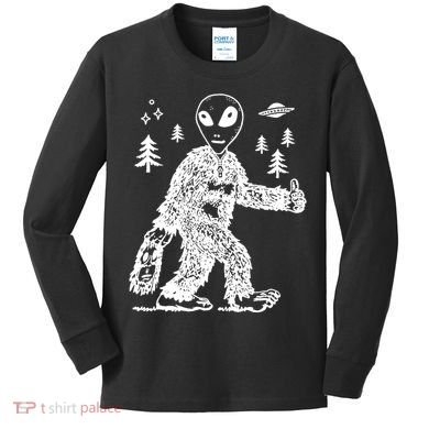 Alien In Bigfoot Costume Kids Long Sleeve Shirt