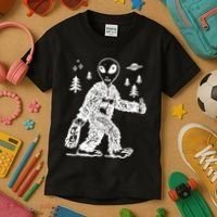 Alien In Bigfoot Costume Kids T-Shirt thumb 3
