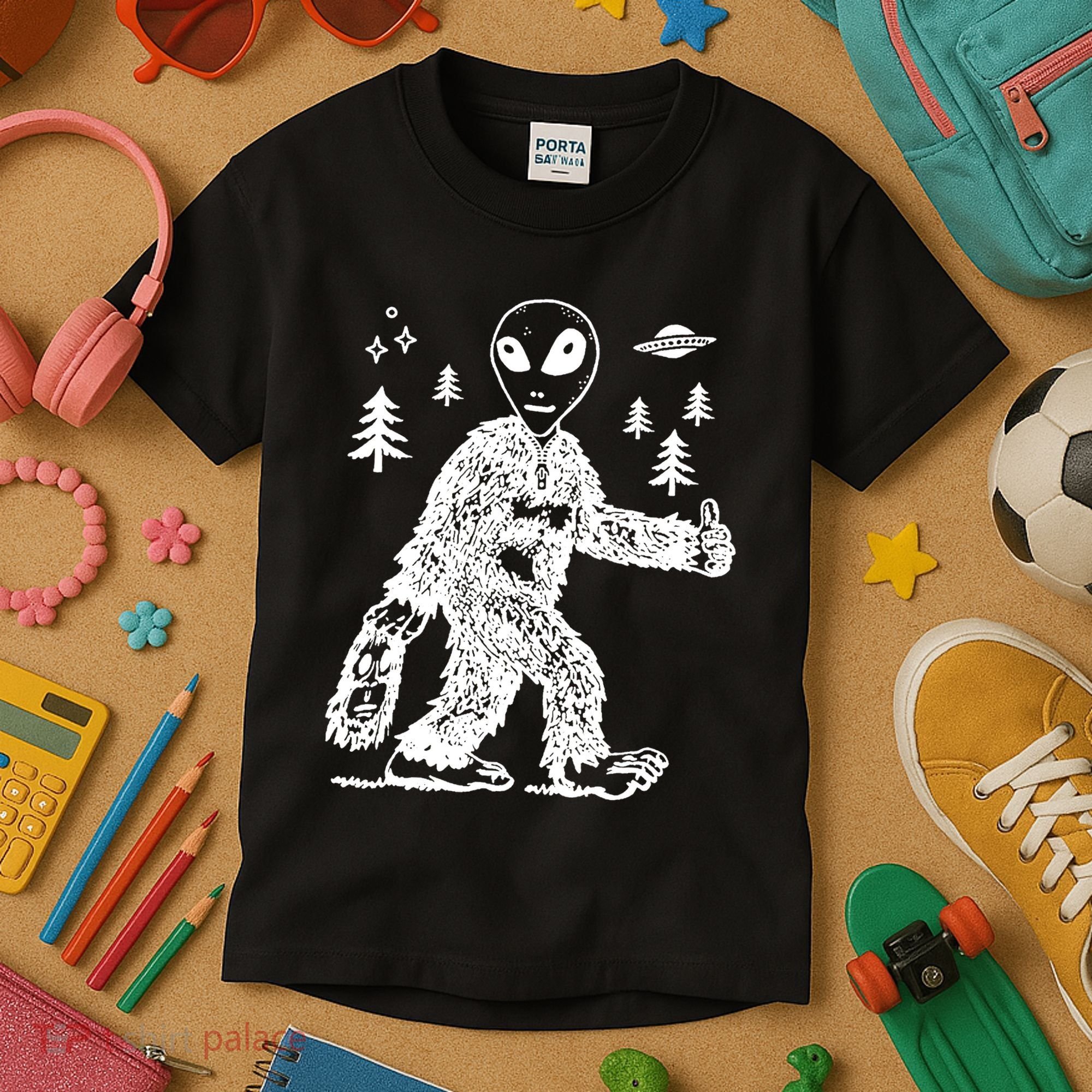 Alien In Bigfoot Costume Kids T-Shirt