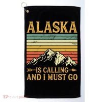 Alaska Is Calling And I Must Go Golf Towel thumb 0