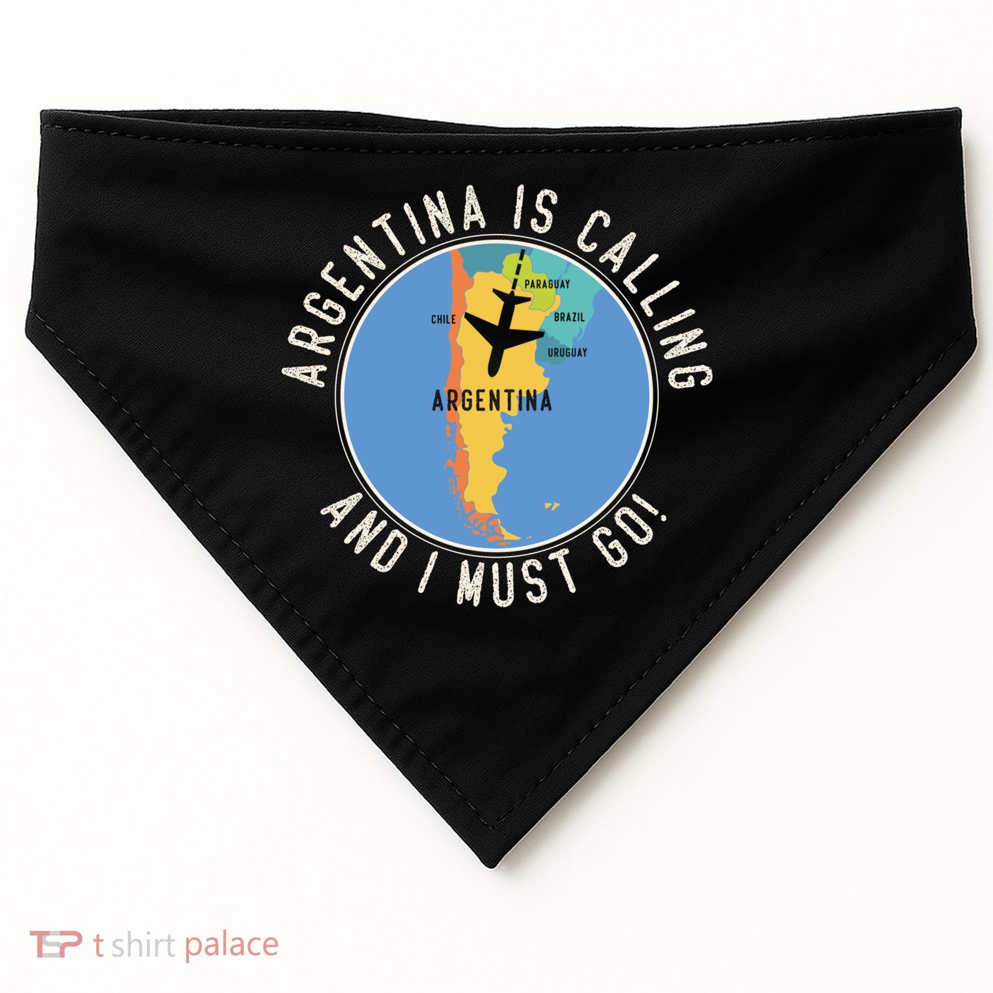 Argentina Is Calling And I Must Go Gift Argentina Map Gift USA-Made Doggie Bandana