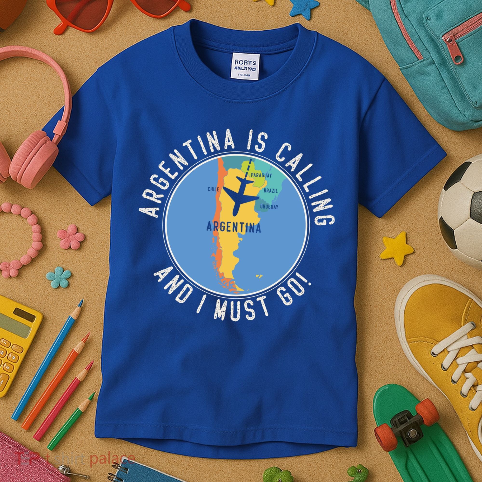 Argentina Is Calling And I Must Go Gift Argentina Map Gift Kids T-Shirt