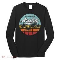 Aruba I Caribbean Retro Beach Vacation Cruise Travel Long Sleeve Shirt thumb 0