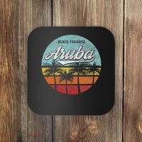 Aruba I Caribbean Retro Beach Vacation Cruise Travel Coaster thumb 0