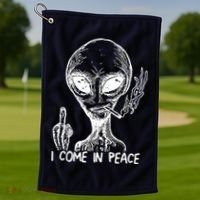 Alien I Come In Peace Golf Towel thumb 1