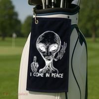 Alien I Come In Peace Golf Towel thumb 2