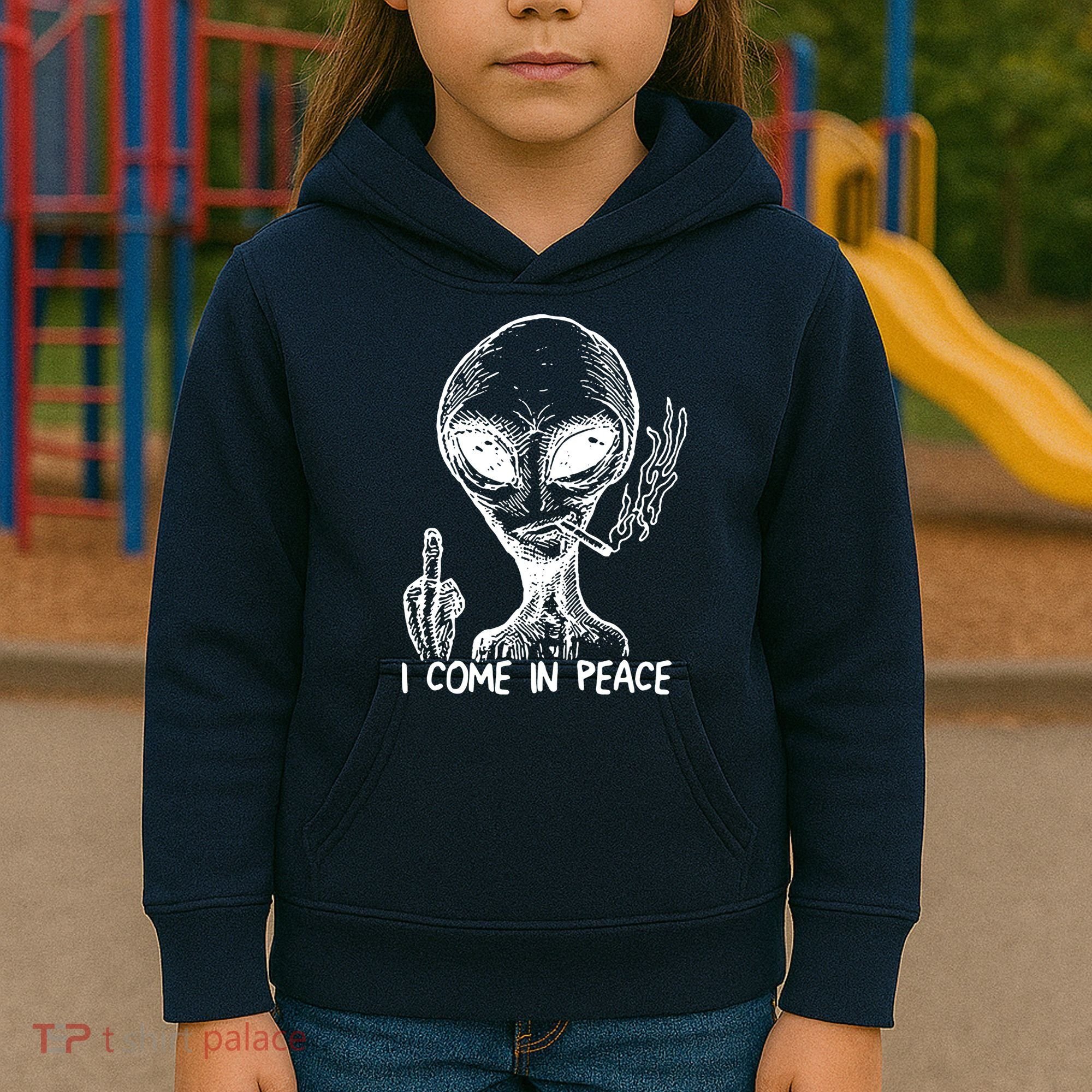 Alien I Come In Peace Kids Hoodie