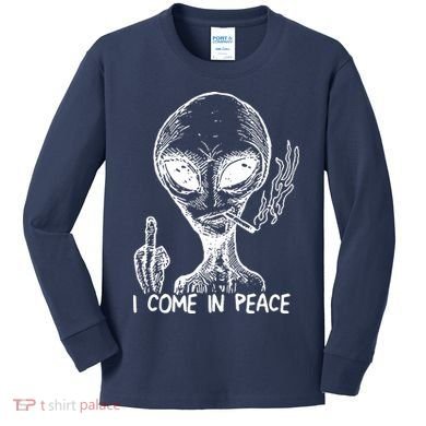 Alien I Come In Peace Kids Long Sleeve Shirt