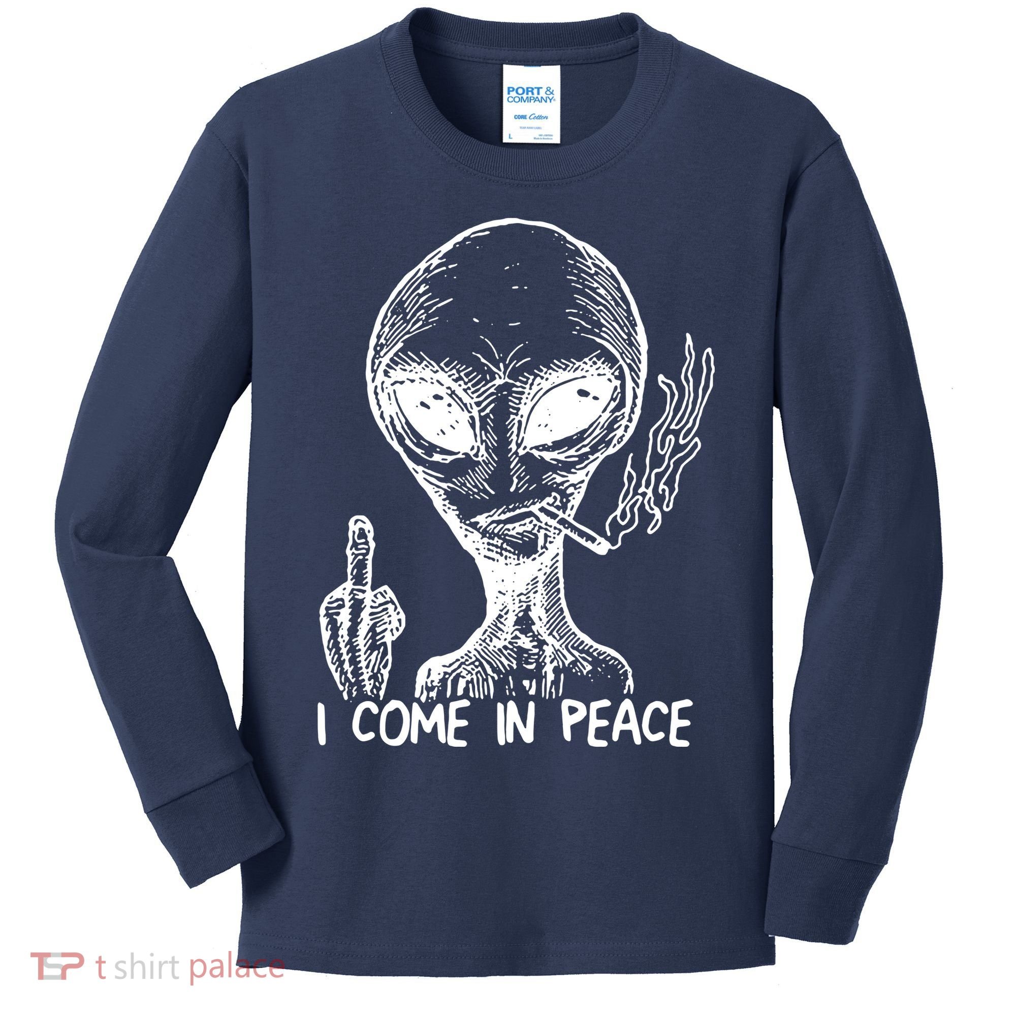 Alien I Come In Peace Kids Long Sleeve Shirt