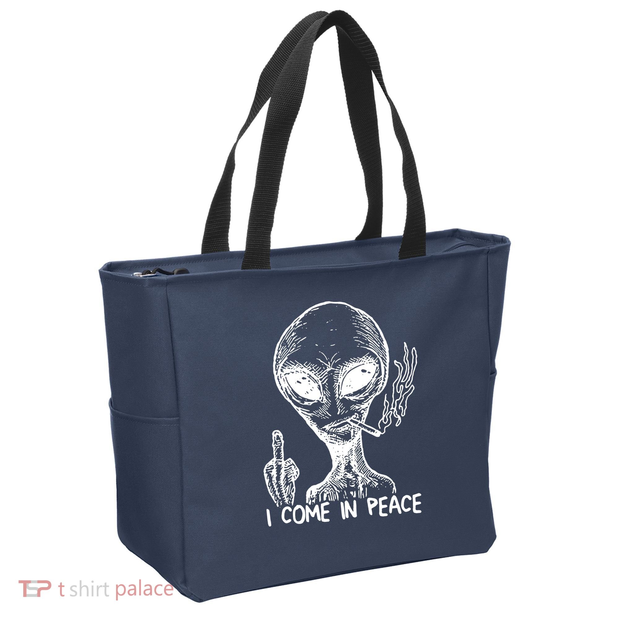 Alien I Come In Peace Tote Bag