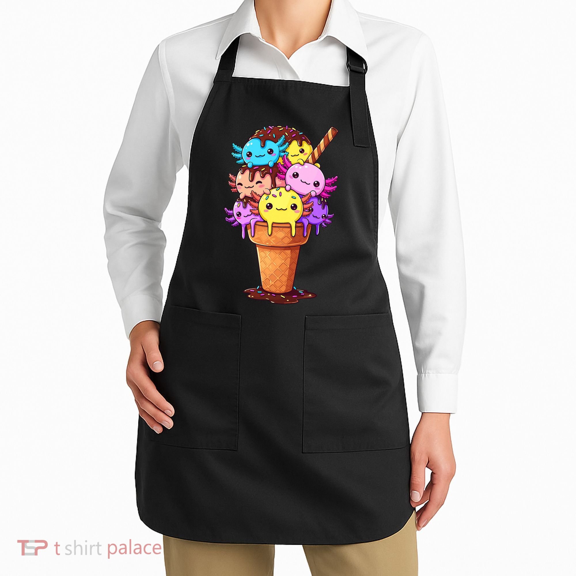 Axolotls Ice Cream Funny Axolotl Apron