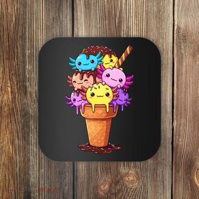 Axolotls Ice Cream Funny Axolotl Coaster