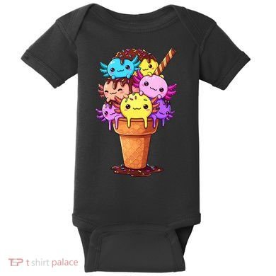 Axolotls Ice Cream Funny Axolotl Baby Bodysuit