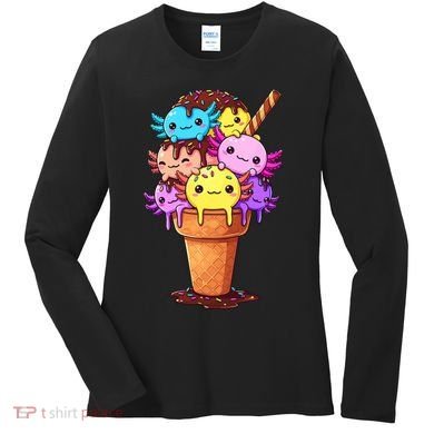 Axolotls Ice Cream Funny Axolotl Women's Long Sleeve Shirt
