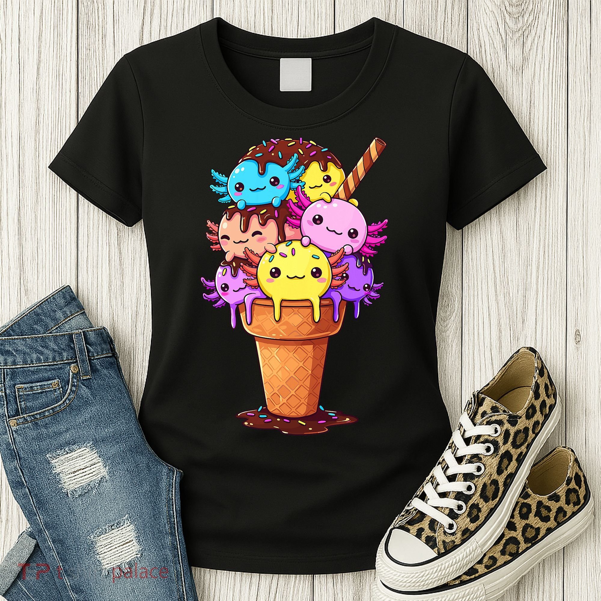 Axolotls Ice Cream Funny Axolotl Women's T-Shirt