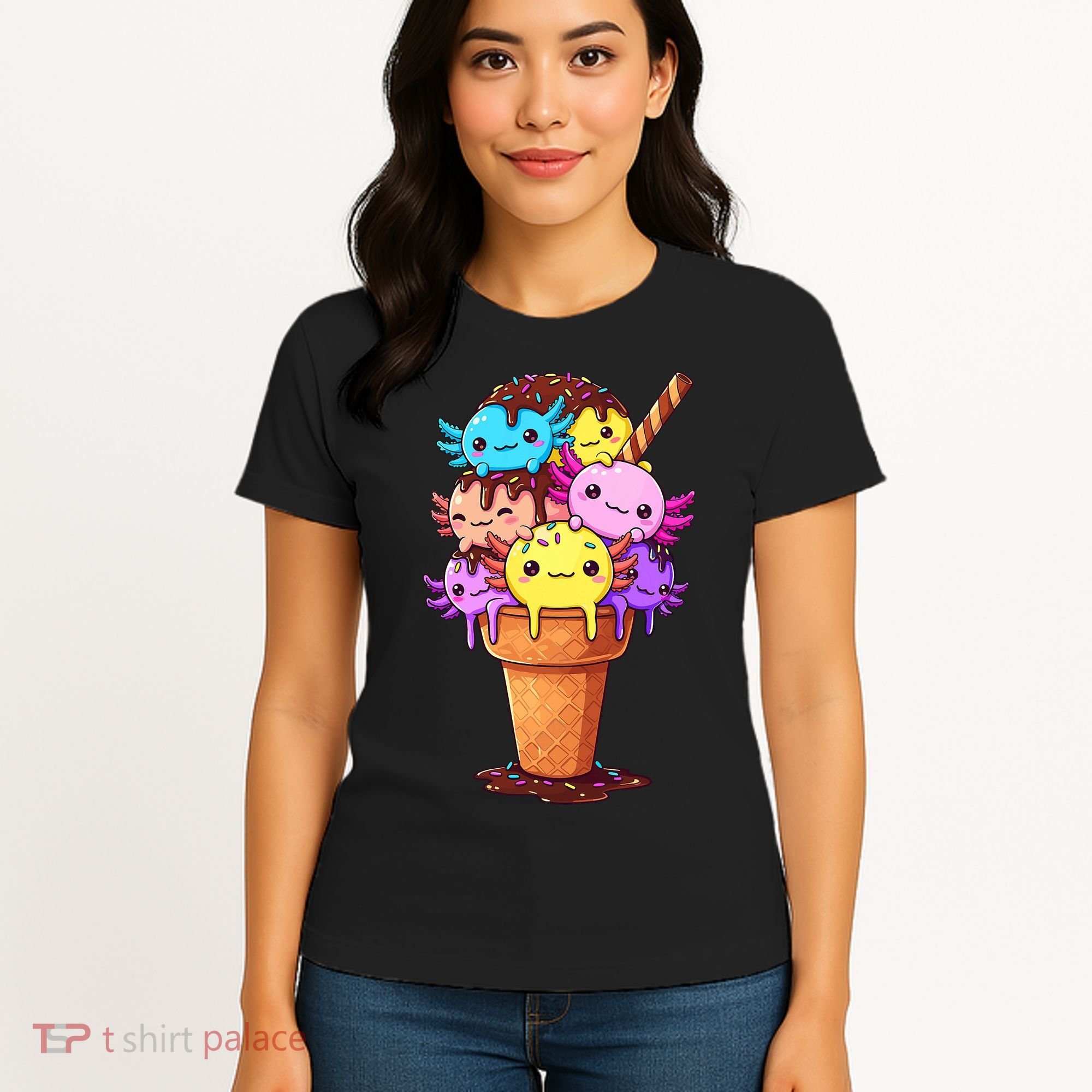 Axolotls Ice Cream Funny Axolotl Women's T-Shirt