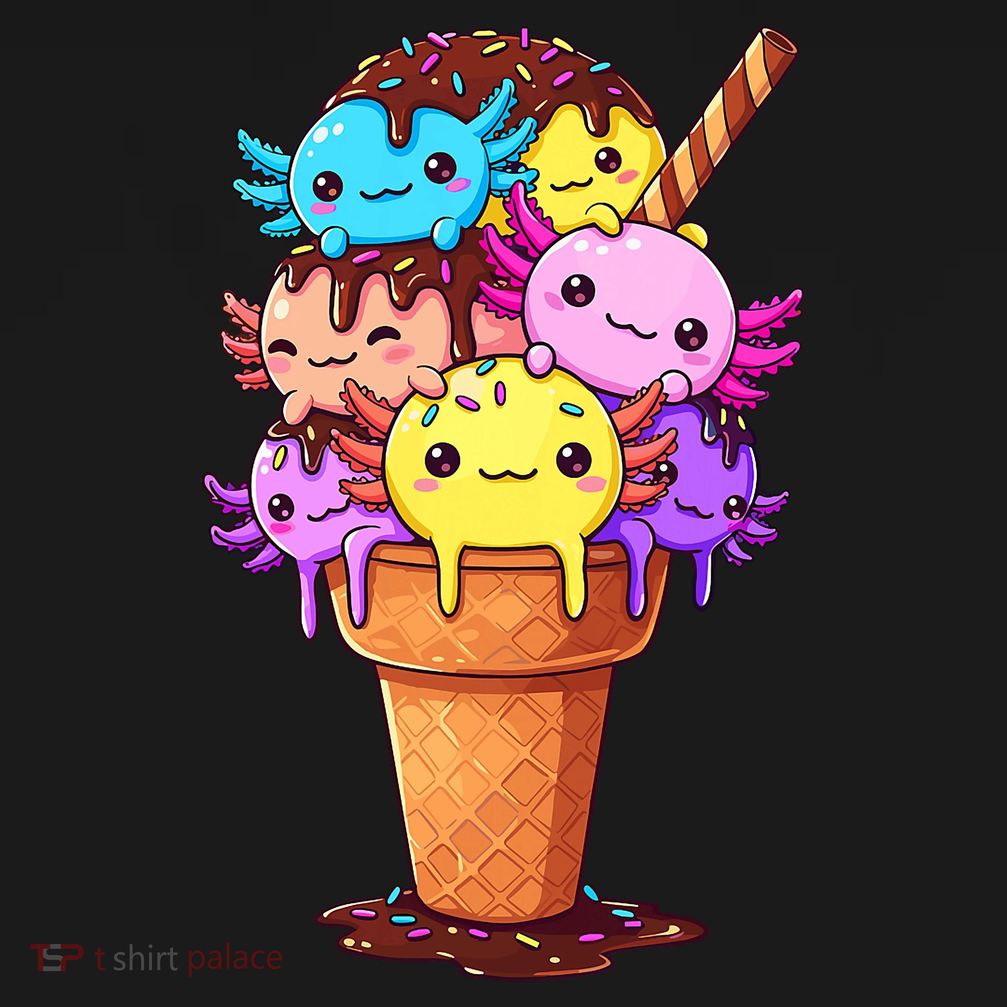 Axolotls Ice Cream Funny Axolotl Women's T-Shirt