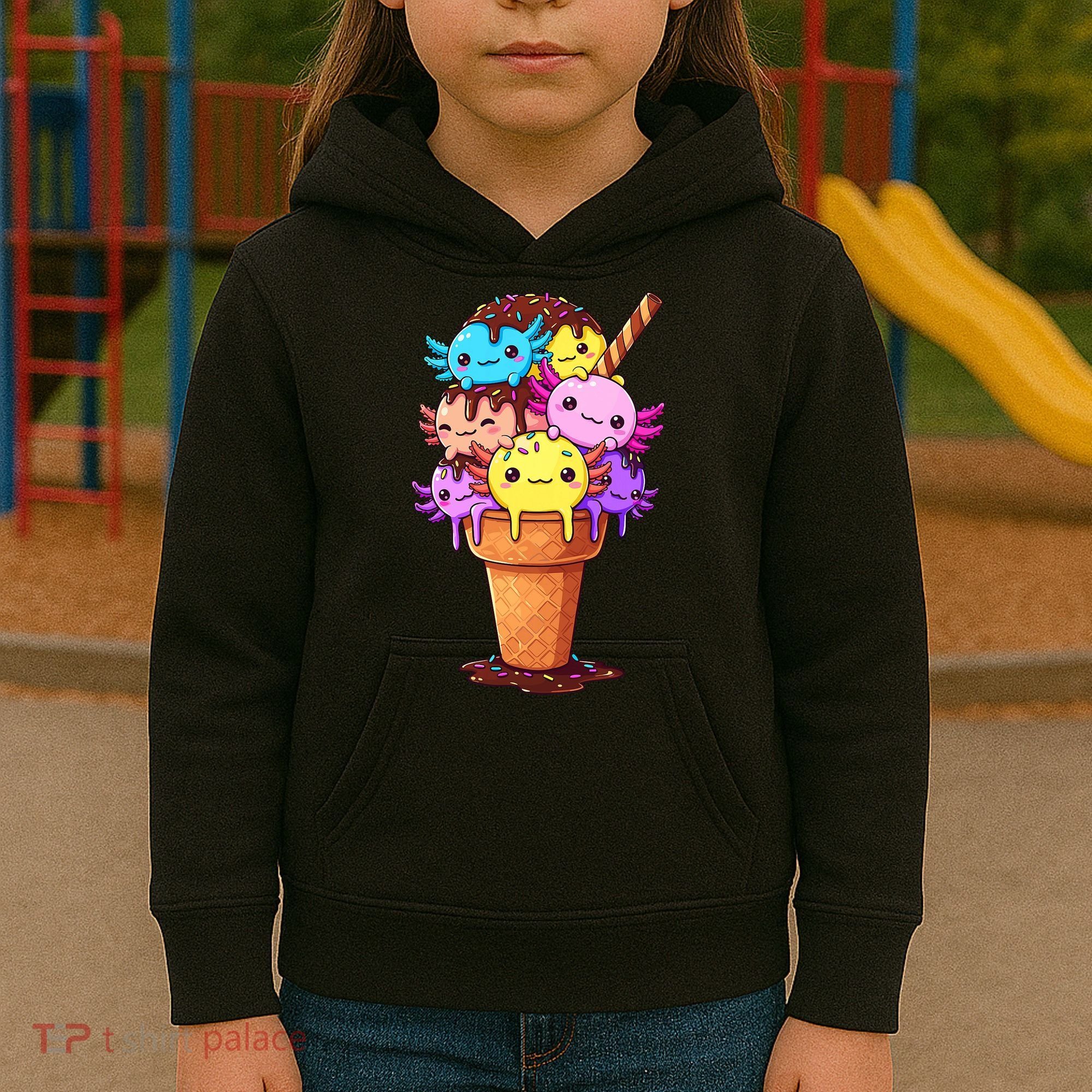 Axolotls Ice Cream Funny Axolotl Kids Hoodie